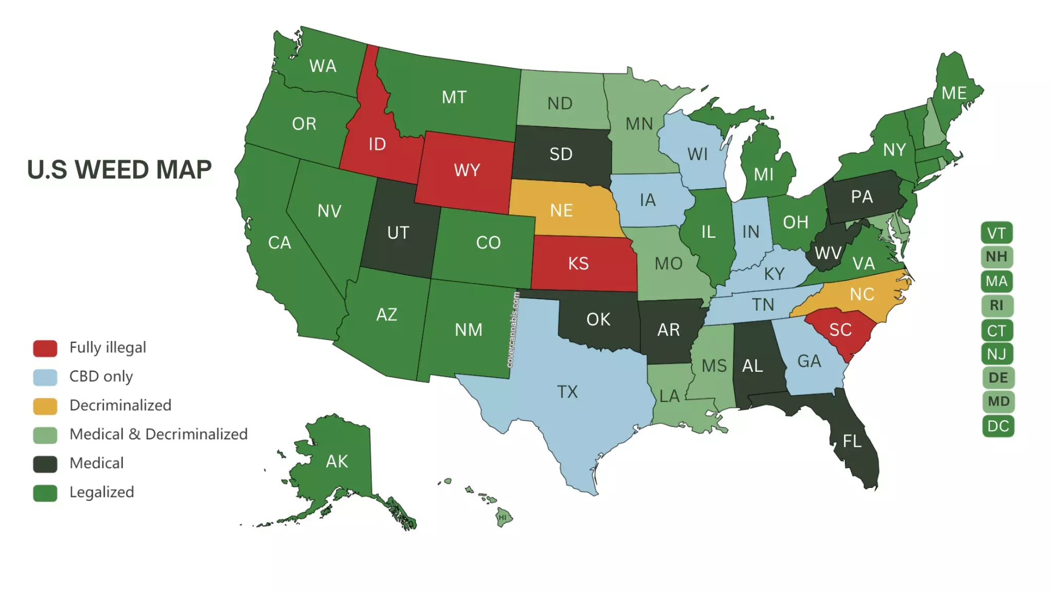 Kentucky medical marijuana card reciprocity map